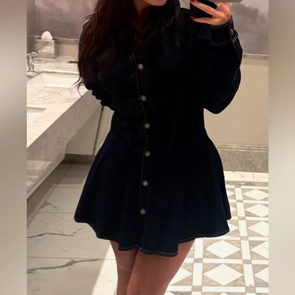 Black Denim Button-Up Dress - Picture 4 of 7